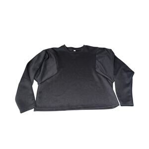 Stylus Black Pullover Top Womens L Crew Neck Stretch Long Sleeve Minimalist